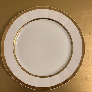 Set of 2 Antique T&V Limoges France Gold Rim Dinner Plates Dulin & Martin 10.5”